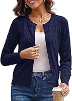 GRACE KARIN Women's Cable Knit Cropped Cardigan Sweater Long Sleeve Lightweight Button Up Crewneck Spring 2026