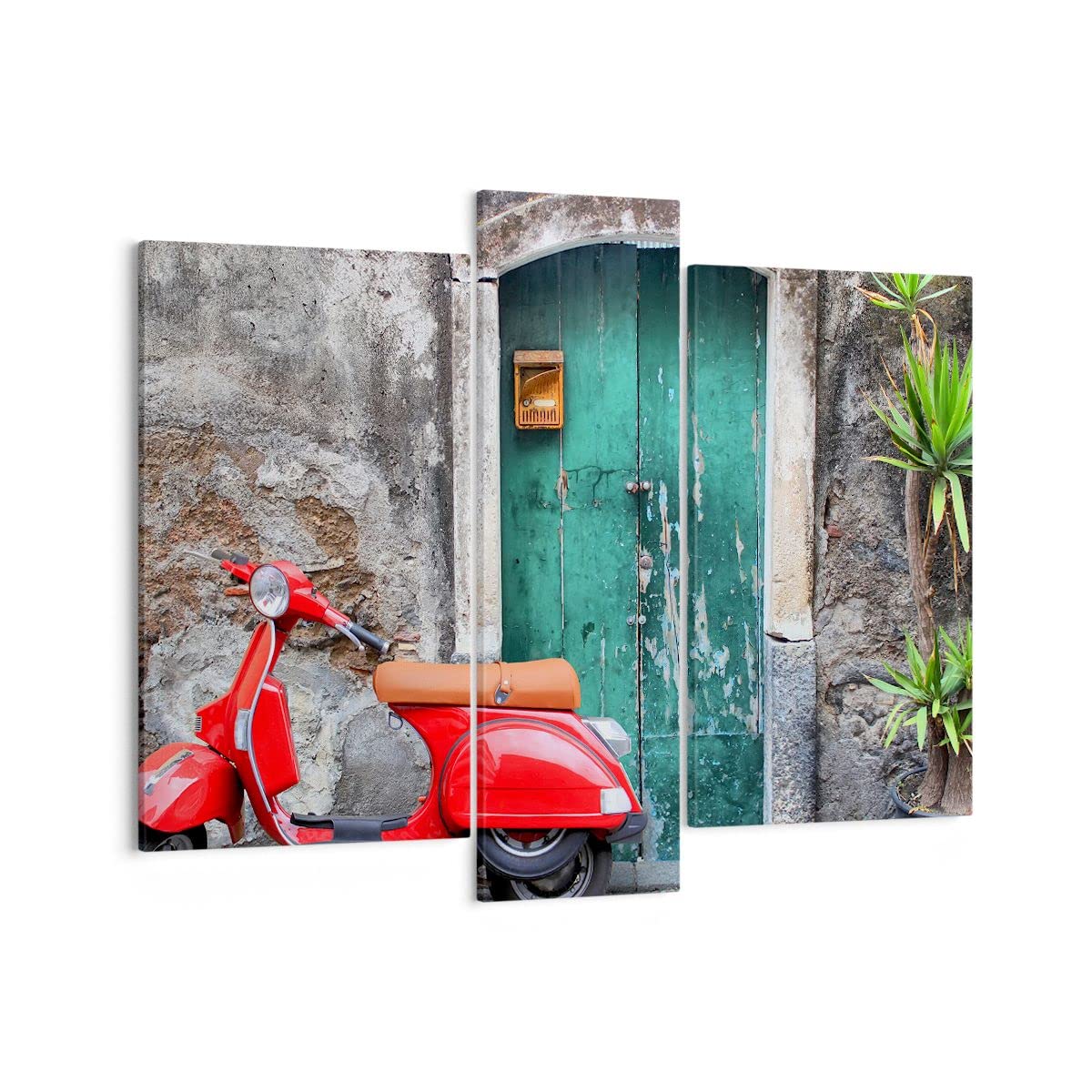 Tableau Décoratif Sur Toile - Scooter Rétro En Italie, 70x50 Cm, Motif Voyage