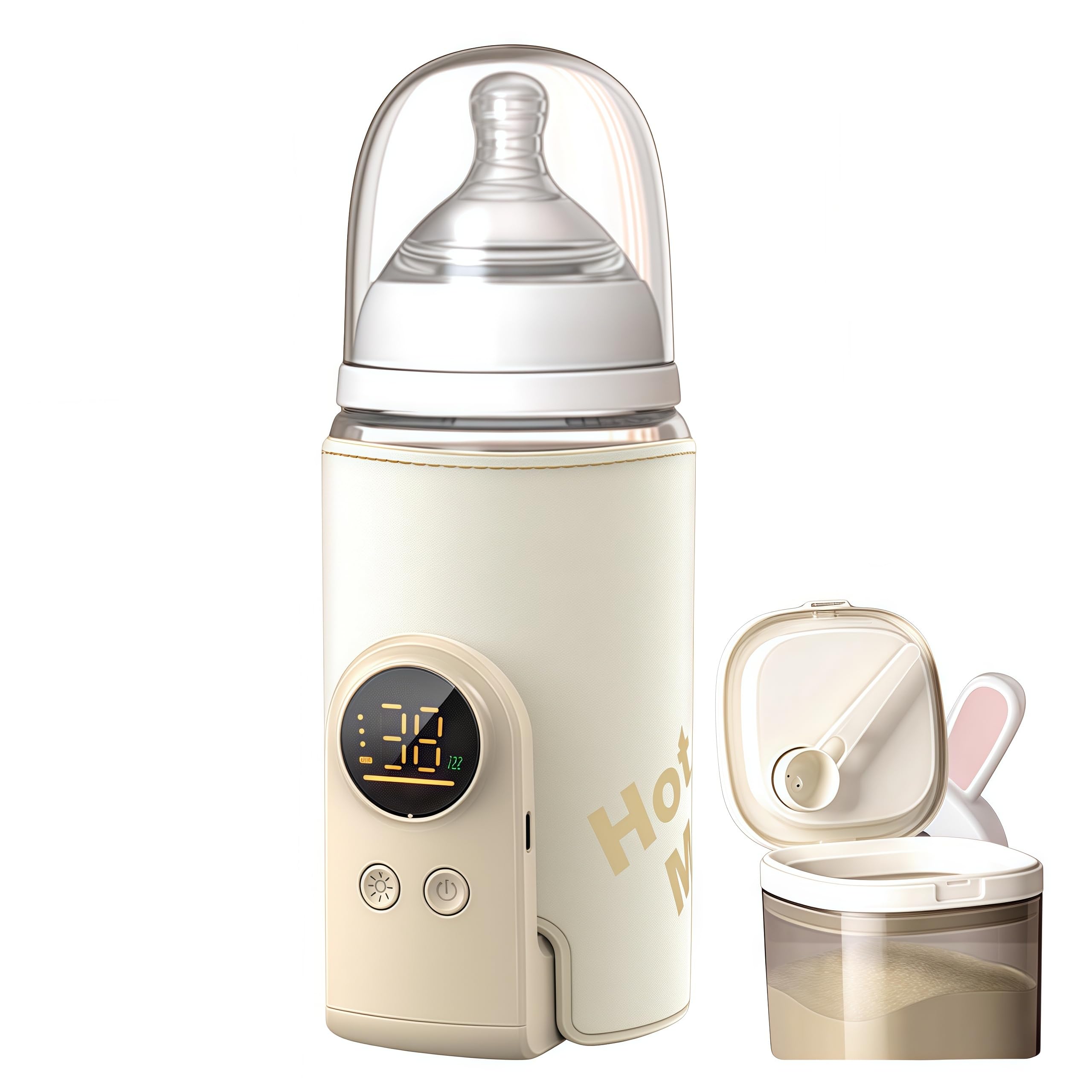 Fast Heating Portable Bottle Warmer, 6 Temp Milk Warmer with Smart Temperature Control & Night Light, LCD Display, Locked in Nutrition, for Breast Milk, for Travel (10000mah)