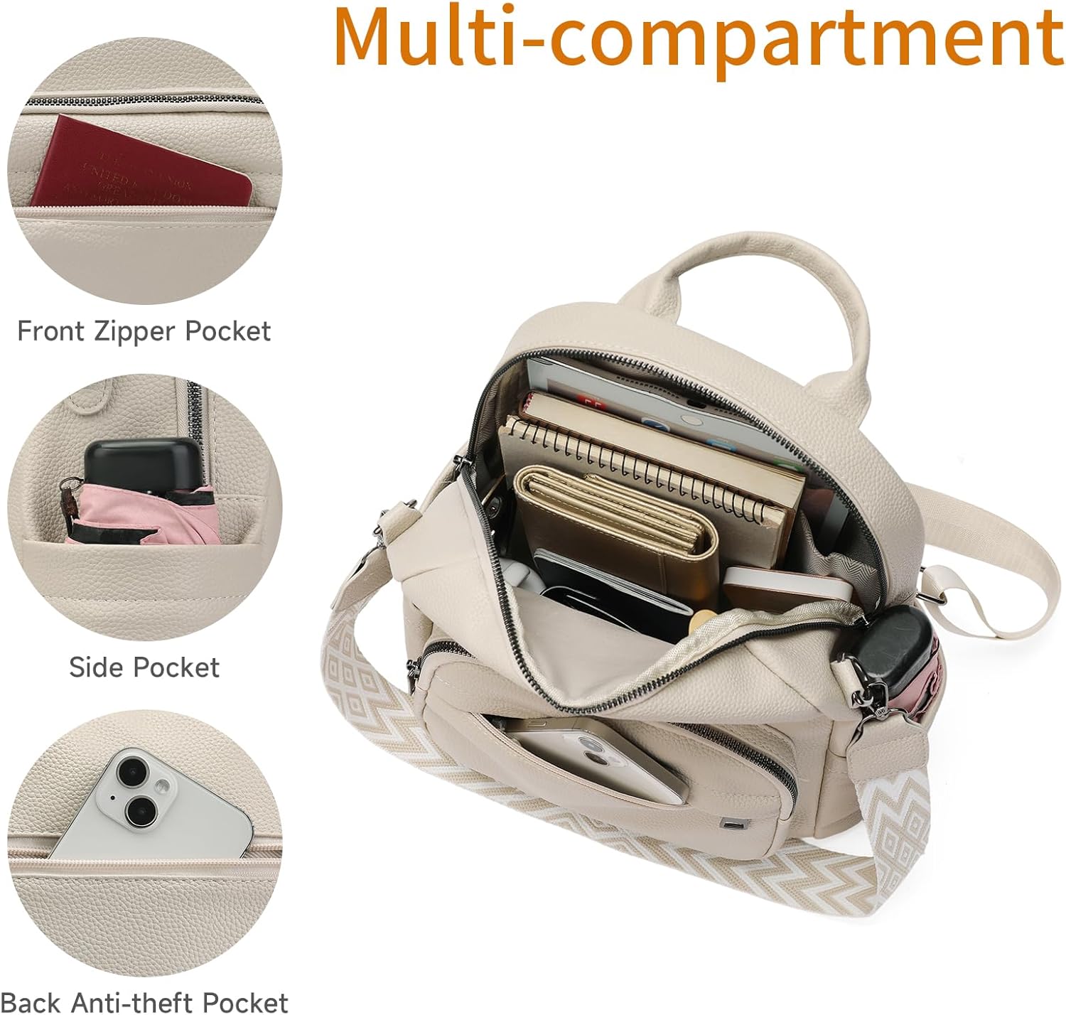 GAEKEAO Mini Backpack for Women Fahsion Vegan Leather Backpack Lightweight Ladies Shoulder Bag Small Travel Purses Daily - Image 2