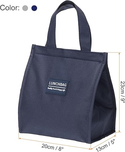 Miniatura 2 de PATIKIL Bolsas aisladas para el almuerzo, paquete de 2 bolsas Bento reutilizables de 8 x 5 x 9 pulgadas, bolsas térmicas para el almuerzo, bolsa