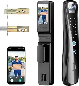 Smart Lock with Camera & Video Doorbell, 8-in-1 Keyless Entry Door Lock with Keypad, Smart Deadbolt for Front Door, Fingerprint Lock Built-in Wi-Fi, Voice Control & Remote Control, Two-Way Talk