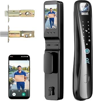 EIYSIE WiFi Smart Lock with Camera Video Doorbell, 8-in-1 Keyless Deadbolt | Digital Lock for Front Door, Fingerprint Lock with Keypad, Voice & Remote Control, Palm Vein & Face Recognition Access