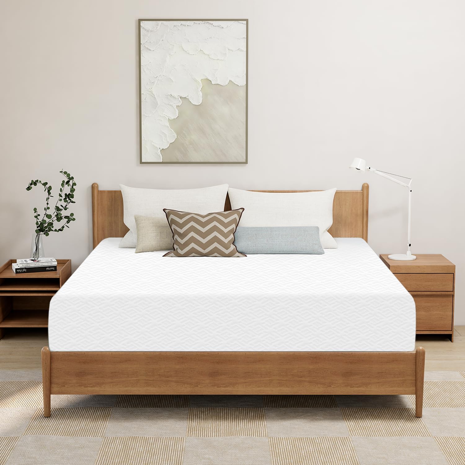 GAESTE 10 Inch King Green Tea Cooling Gel Memory Foam Medium Firm Mattress Pressure Relief CertiPUR-US Certified Foam, Mattress-in-a-Box for Kids and Adults No Fiberglass (King, 10 in)