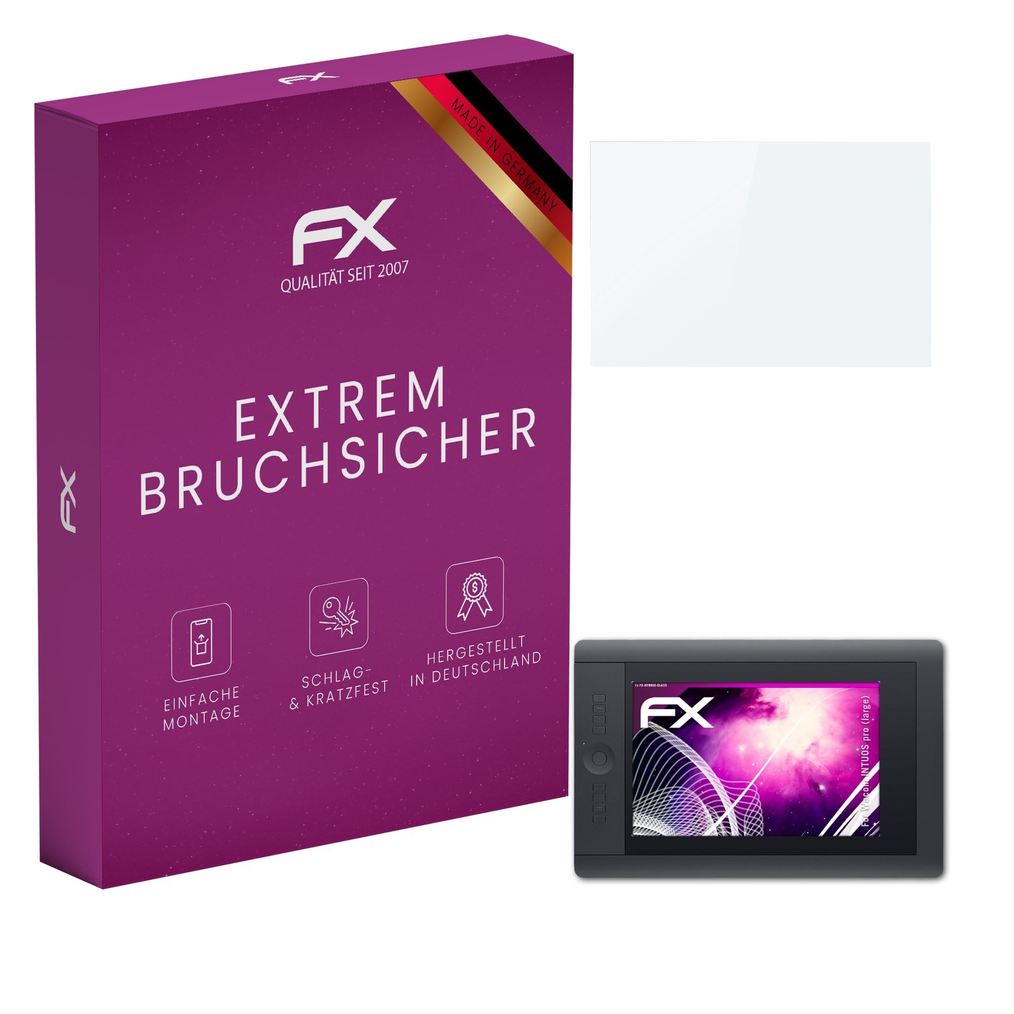 atFoliX Plastic Glass Protective Film compatible with Wacom INTUOS pro (large) Glass Protector, 9H Hybrid-Glass FX Screen Protector