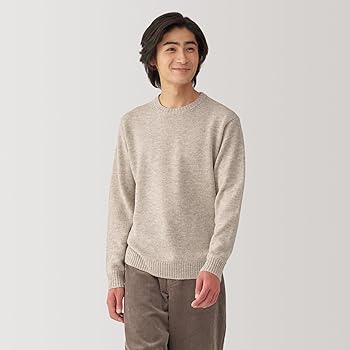 Amazon | 無印良品 紳士 洗えるウールミドルゲージクルーネック