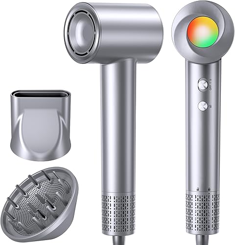 Secador de pelo, 160000 rpm, secador de pelo iónico portátil y ligero con 500 millones de iones negativos, secado rápido, ligero y silencioso con