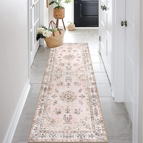 Lahome Pink 2'6"x8' Runner Rugs for Hallway, Europe Vintage Floral
