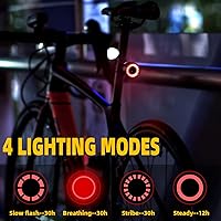 Vista 4 de ROCKBROS Luz trasera de bicicleta, luz trasera de bicicleta recargable, sensor de encendido y apagado automático IPX6, luces traseras impermeables