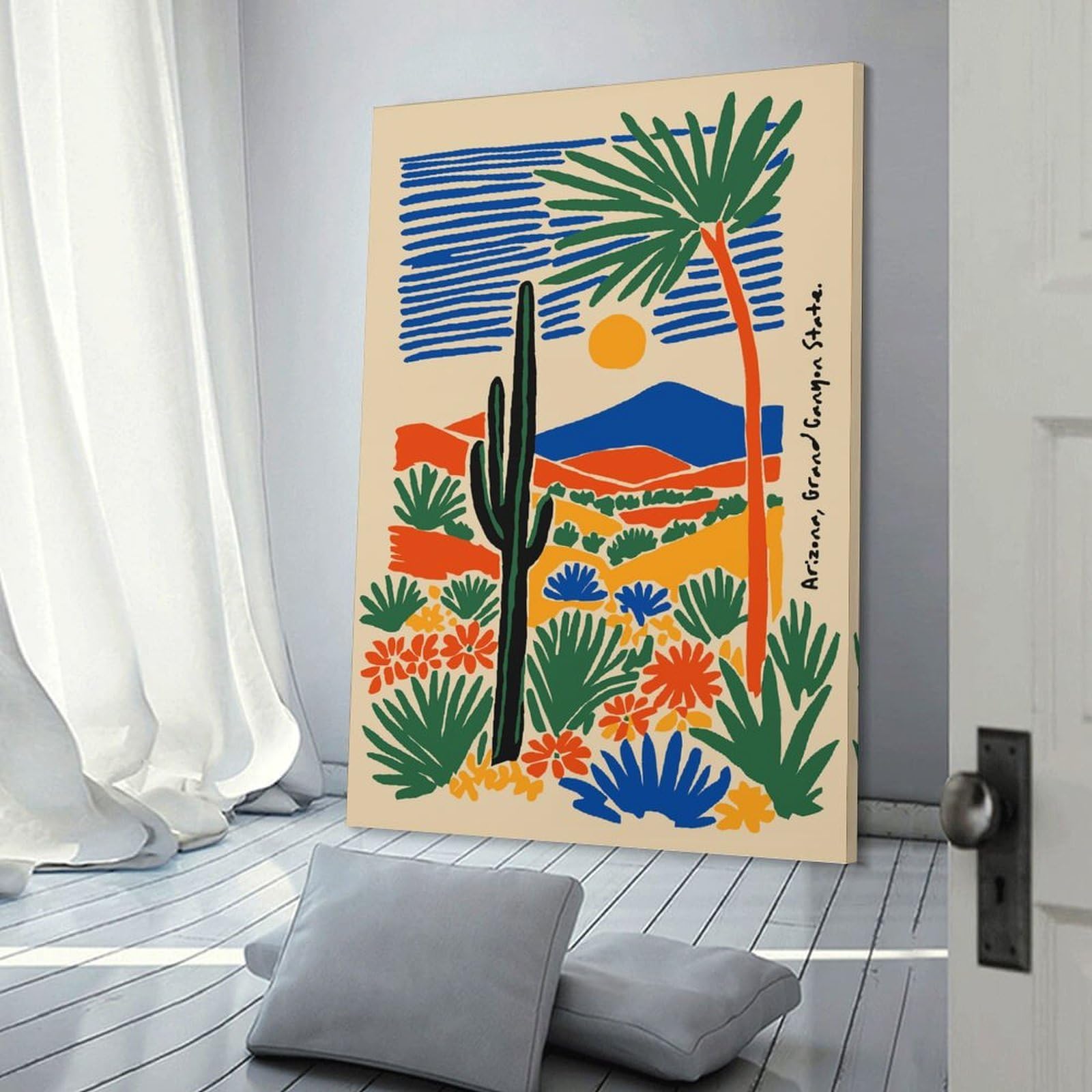 Junmoney Arizona Grand Canyon State Illustration Decorative Wall Artwork, 20x30inch(50x75cm), for Home Lounge, Bedroom Or Reading Nook, Easy Decor for Gallery Walls