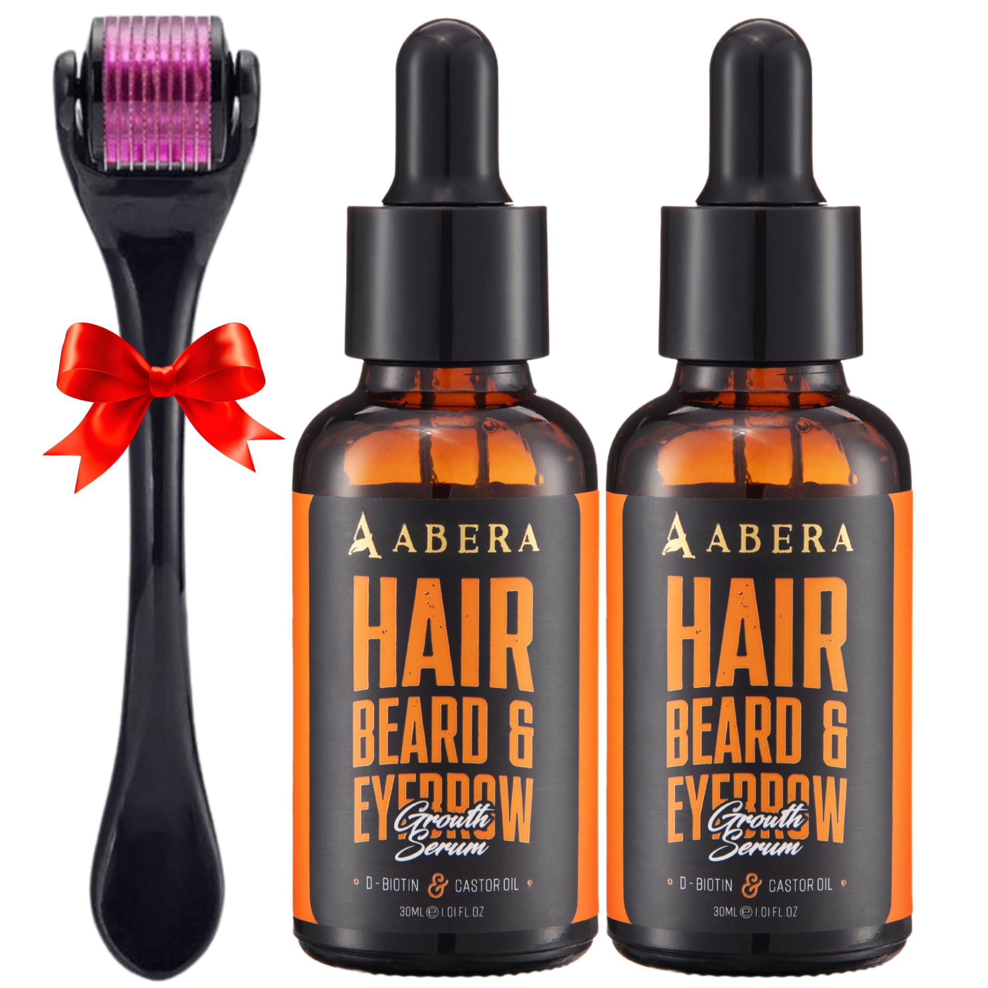 Abera Hair Growth Serum for Hair Loss, Natural Hair Regrowth Treatment for Hair & Beard with Biotin & Castor Oil Combo 2 (1.69 fl oz)