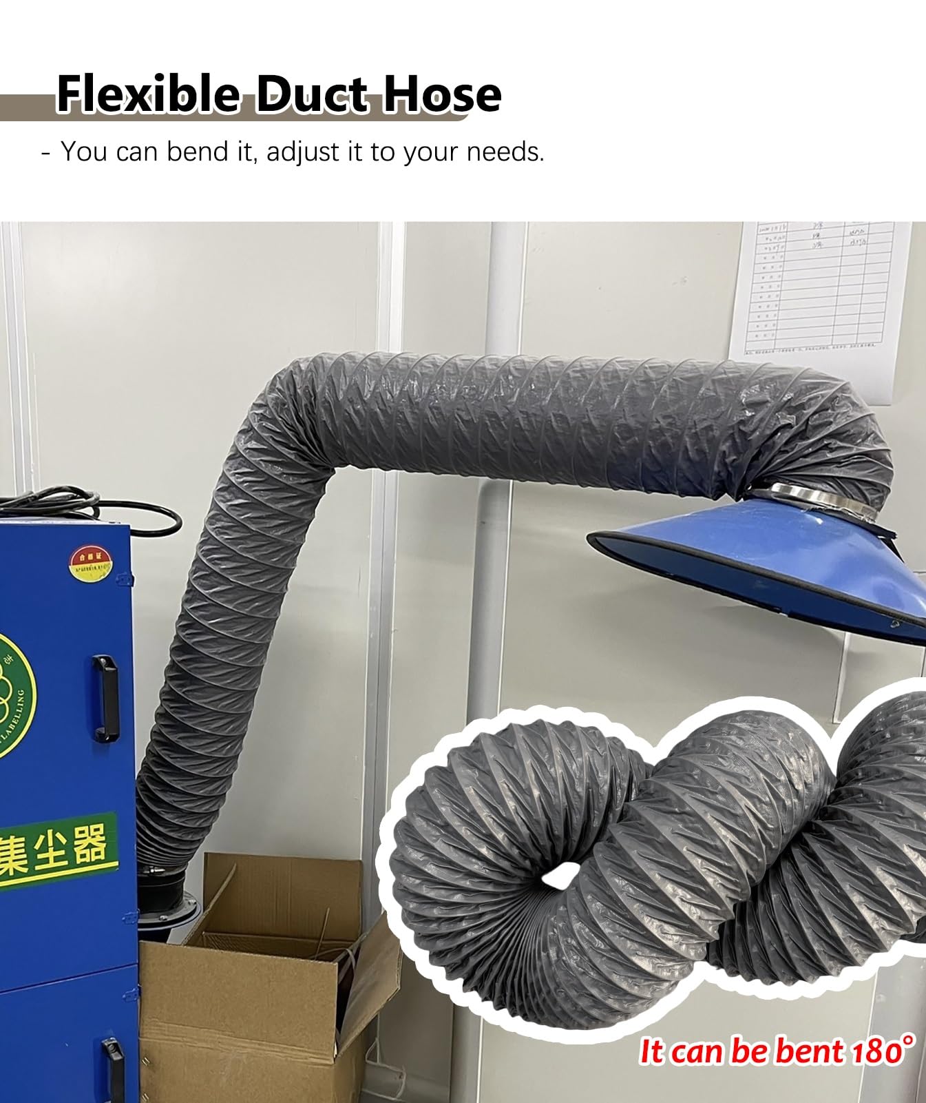 Manguera de Ventilación Manguera Flexible para Conductos de Aire con Abrazaderas, Manguera de Secadora Con Ventilación de Tejido de Nailon de 2/5/8/10 m, Manguera de Escape(125mm(4 7/8"),10m(32.8ft))