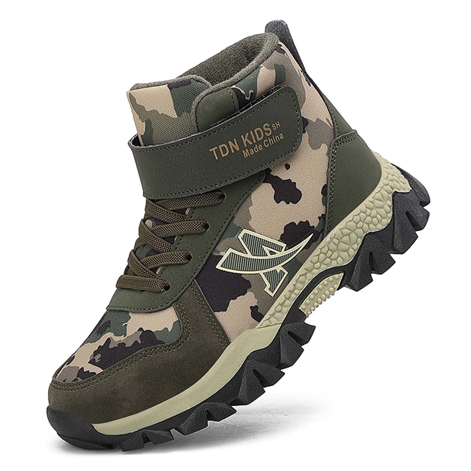 CERYTHRINAKids Hiking Boots Boys Camouflage Hiking Shoes Warm Winter Snow Boots Anti-skid Adventure Trekking Shoes