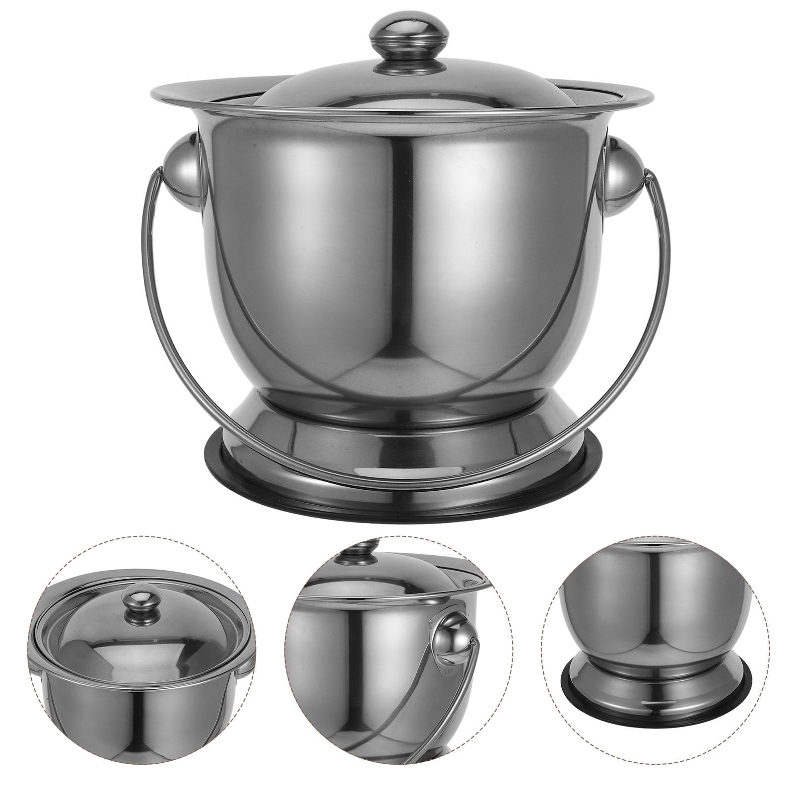 Vaso da Notte in Acciaio Inossidabile per Anziani con Coperchio, Facile da Pulire e Versatile, per Uso Domestico e Assistenza a Persone Anziane