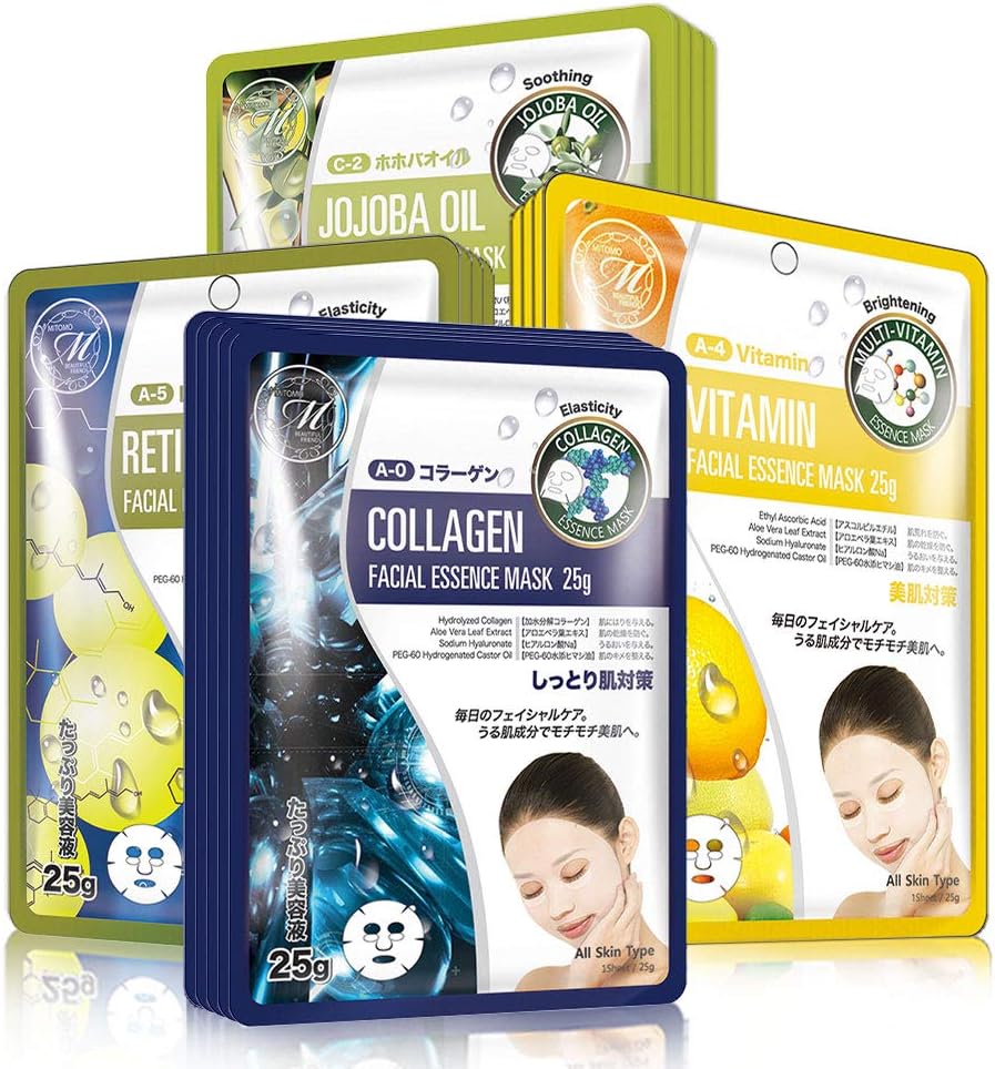 Mitomo Facial AntiAging Skincare Beauty Face Mask Sheet bundles 4