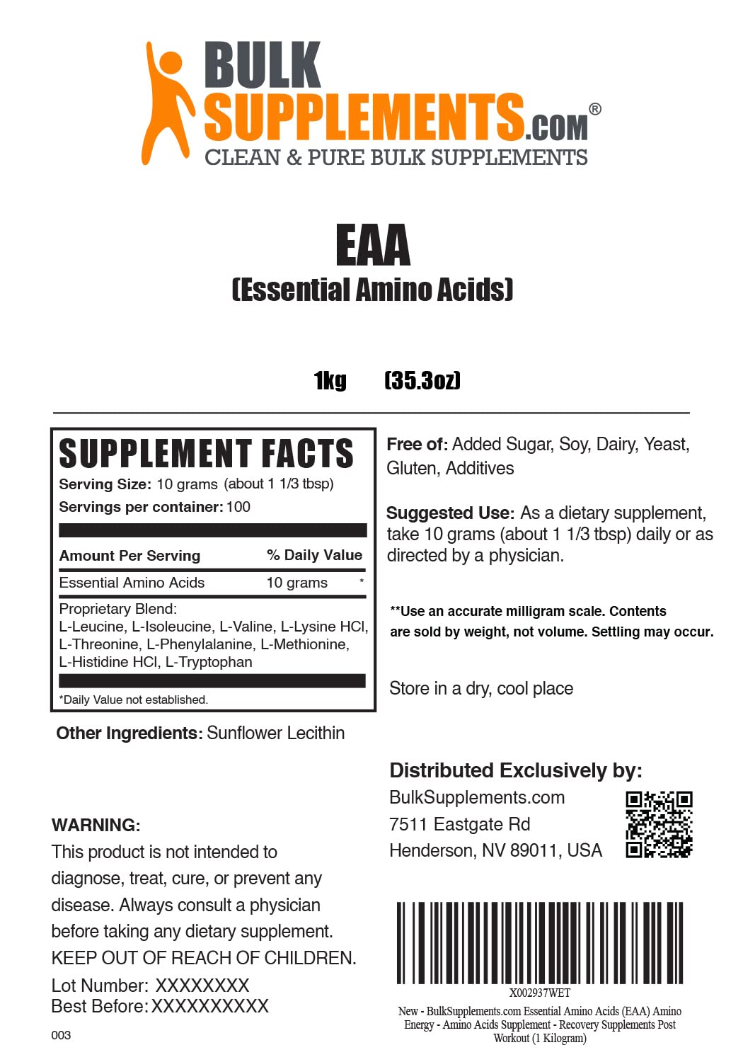 Buy Essential Amino Acids Powder (EAA) EAAs Amino