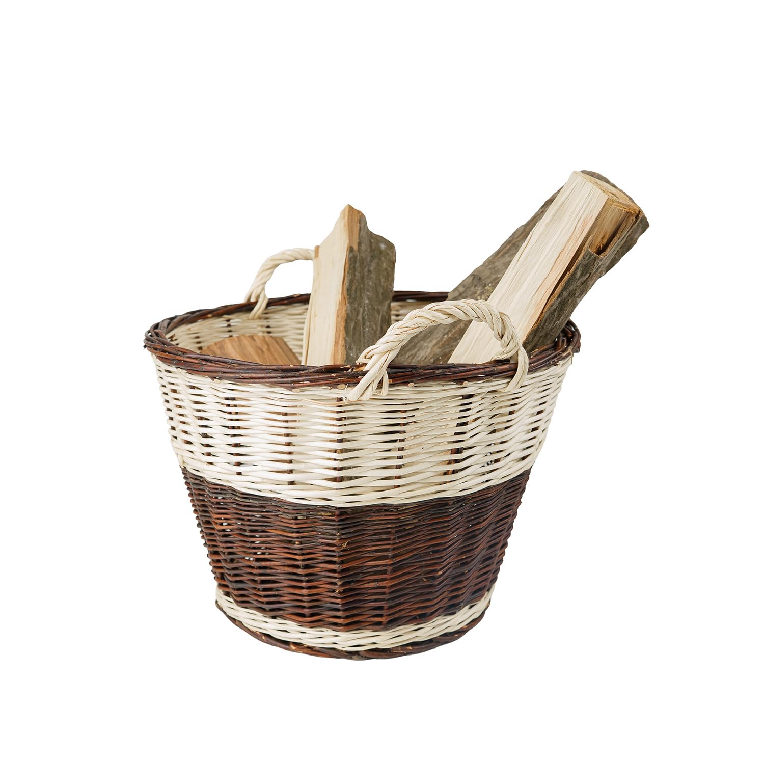 e-wicker24 Wiklinowy kosz kominowy, kosz kominkowy z wikliny, kosz na drewno kominkowe, kosz kominkowy z uchwytami do noszenia