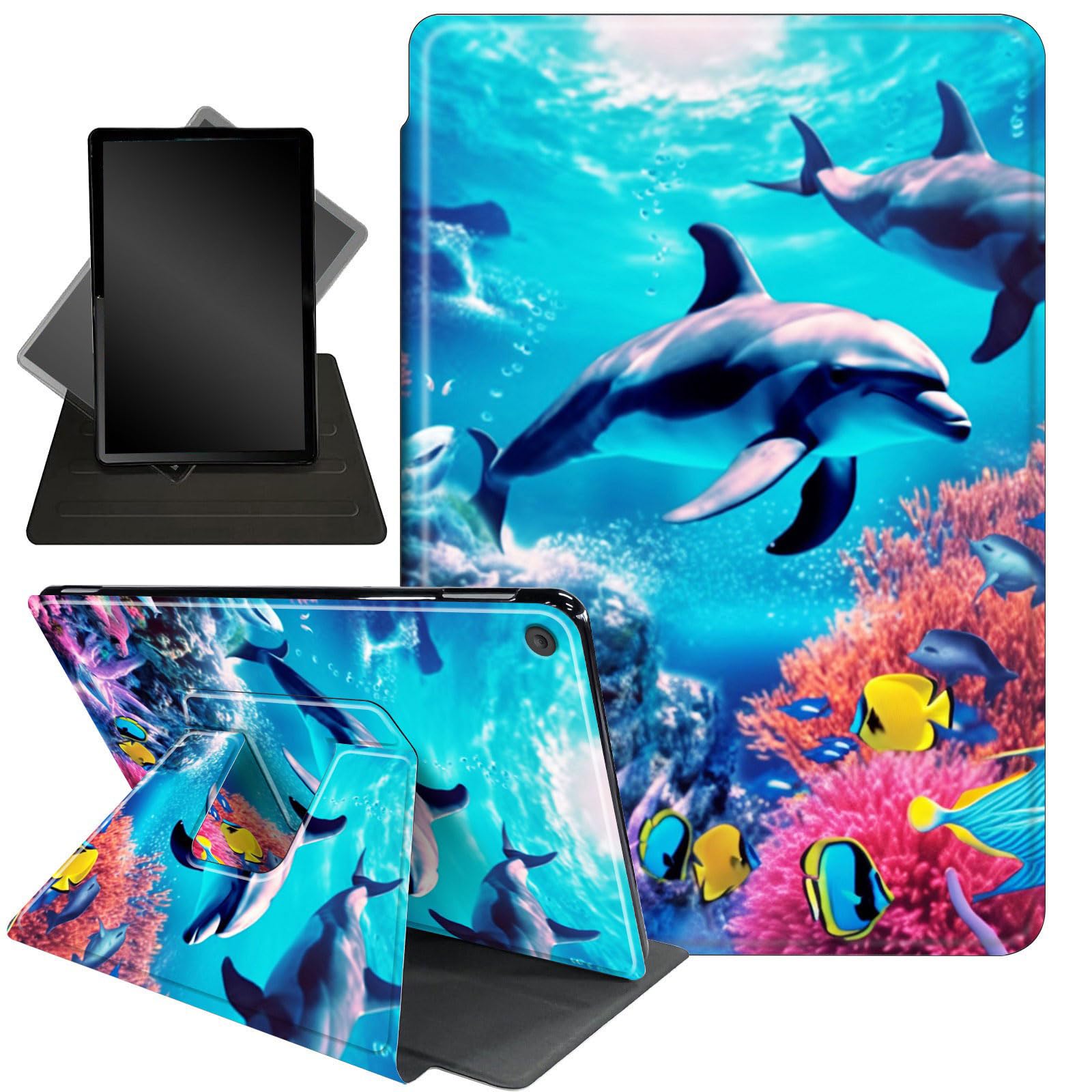 for Amazon Fire HD 10 Tablet (2017 and 2019 Releases,with 7th and 9th Generations) Case,360 Degree Rotating Stand Smart Protective Cover Case,for New