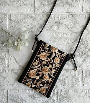 Amazon.co.jp: インド刺繍リボン スマホポシェット サコッシュ
