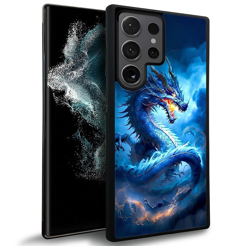 Pinsheng Case Compatible with Samsung Galaxy S24 Ultra,Orient Dragon Phone Covers for Men/Women,Full Soft Silicone Rubber Anti-Skid and Shockproof
