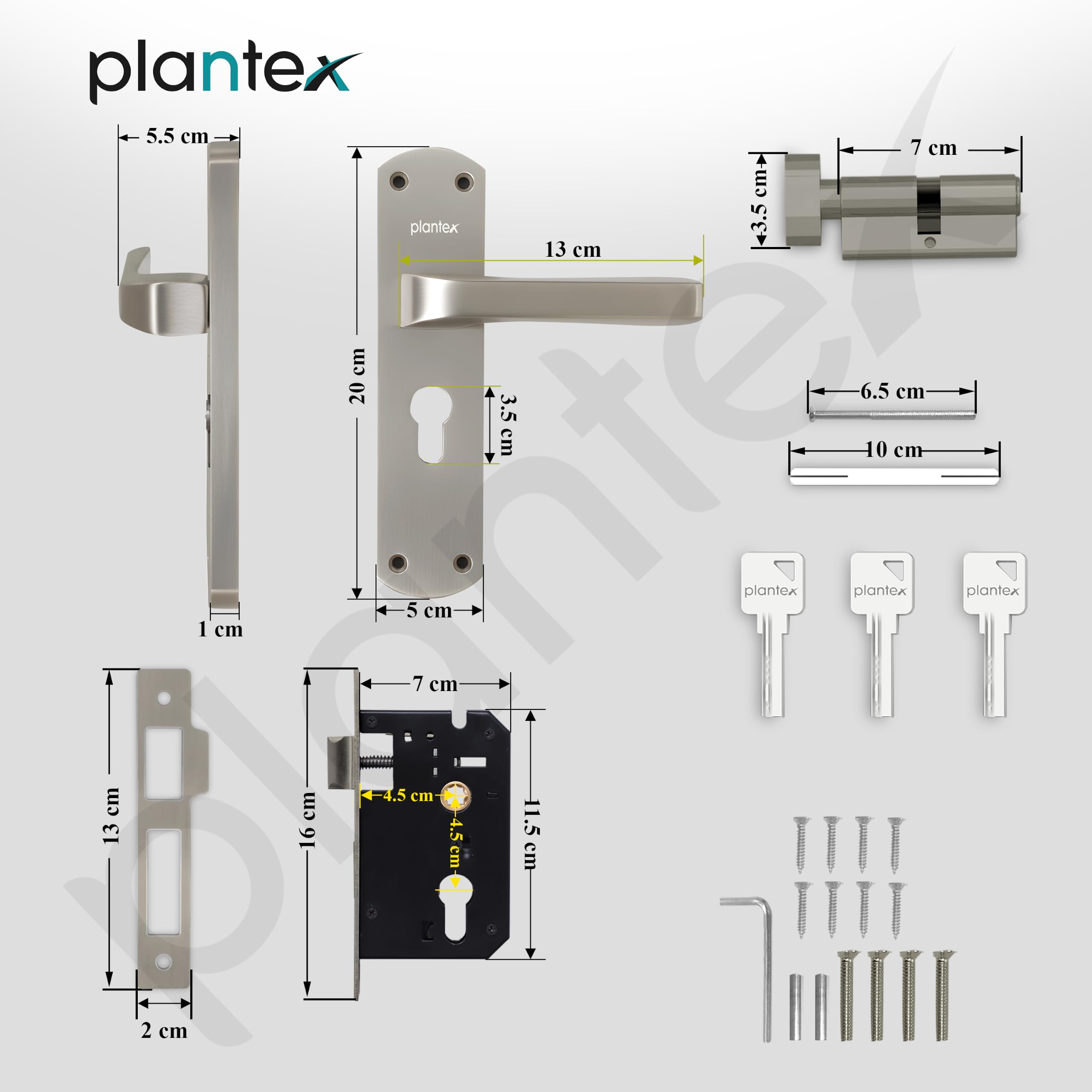 Plantex Mortise Lock - Secure & Stylish Door Handle -6