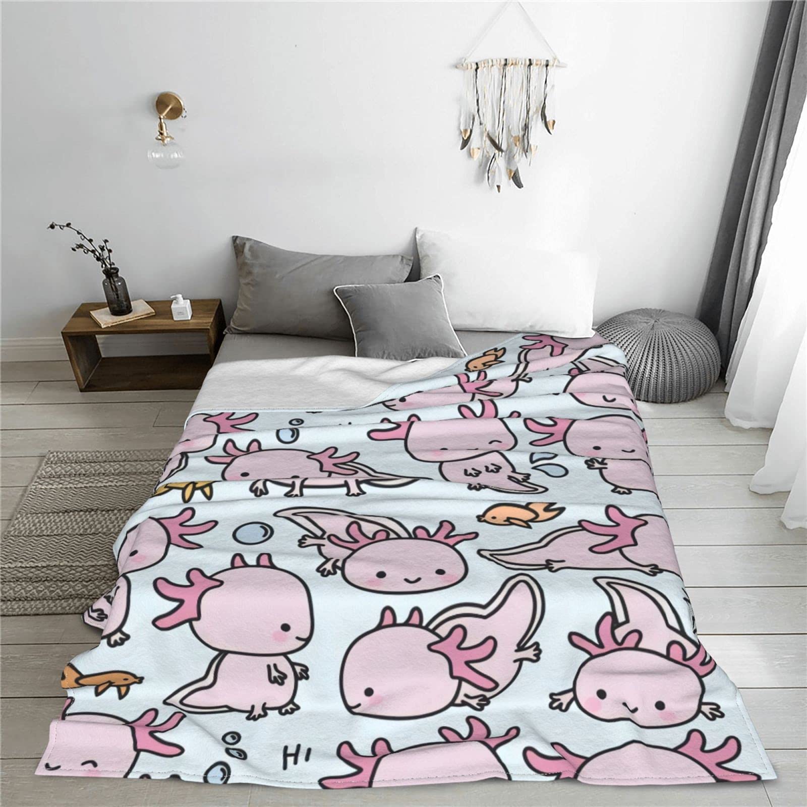 QOOMO Axolotl Flanelldecke – Regenbogen-Druck, 178 X 140 Cm, Weich & Kuschelig Für Alle Jahreszeiten