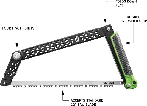 Gerber Freescape Camp Saw Folding Hand Saw for Backpacking Hiking Camping Pruning and Bushcraft, 12 Blade