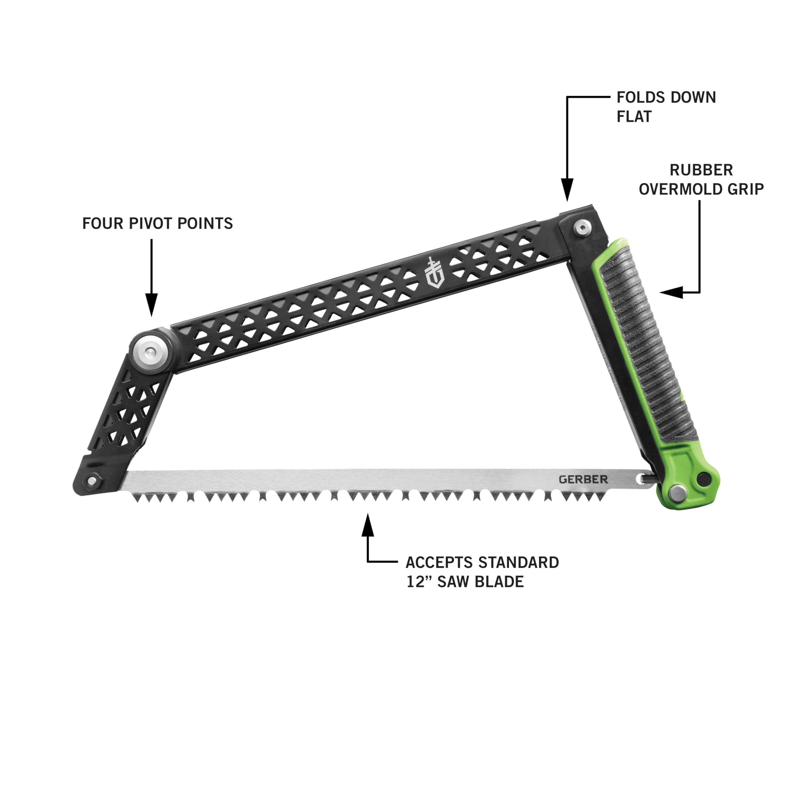 Gerber Freescape Scie Pliante Mixte Adulte, Noir/Vert, Taille Unique