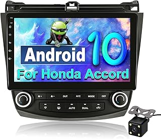 CAMECHO Android 10 Car Stereo for Honda Accord 7th 2003 2004 2005 2006 2007, 10 Inch IPS Touch Screen Double Din GPS Car Stereo Bluetooth WiFi Mirror Link(iOS/Android)+Backup Camera