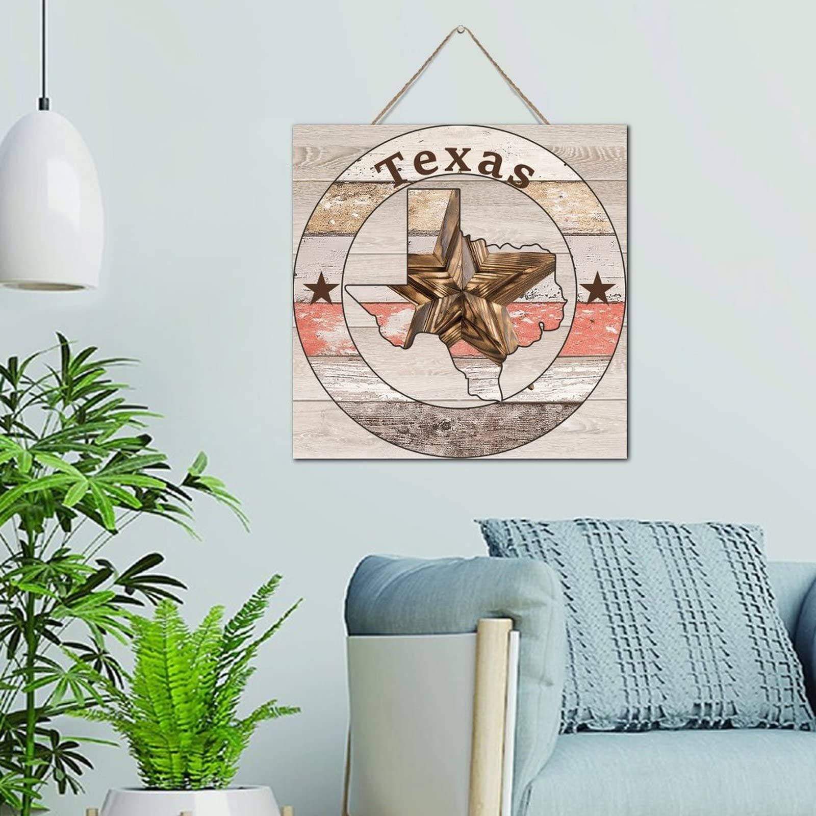 Plaque murale Texas Lone Star en bois pour habiller un mur blanc sans relief - 6