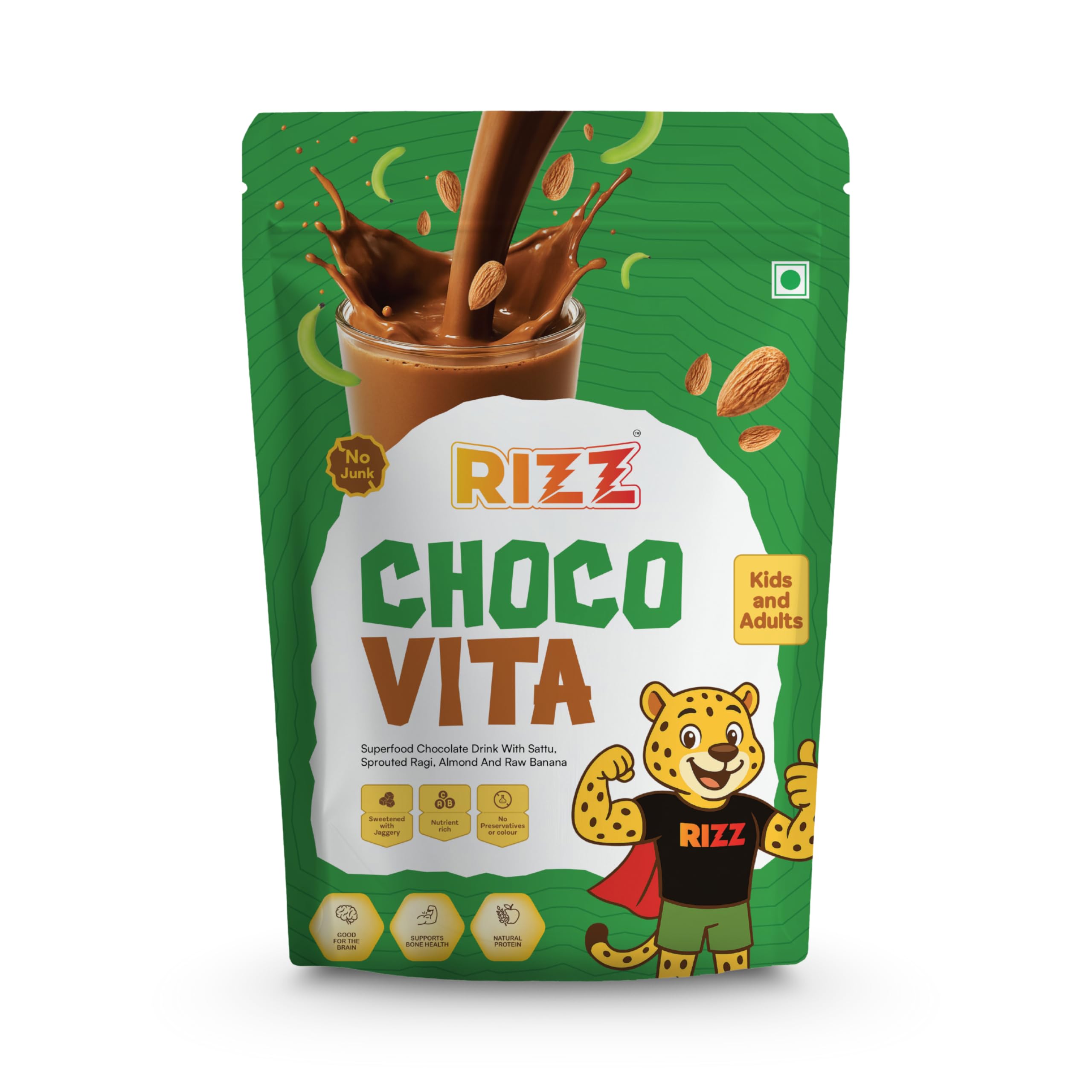 Rizz Choco Vita Nutrient-Rich Choco Milk Premix | Enriched with Cocoa, Ragi, Almonds, Sattu & Raw Banana | Sweetened with Jaggery | Healthy & Delicious Drink for Kids & Adults-image-17