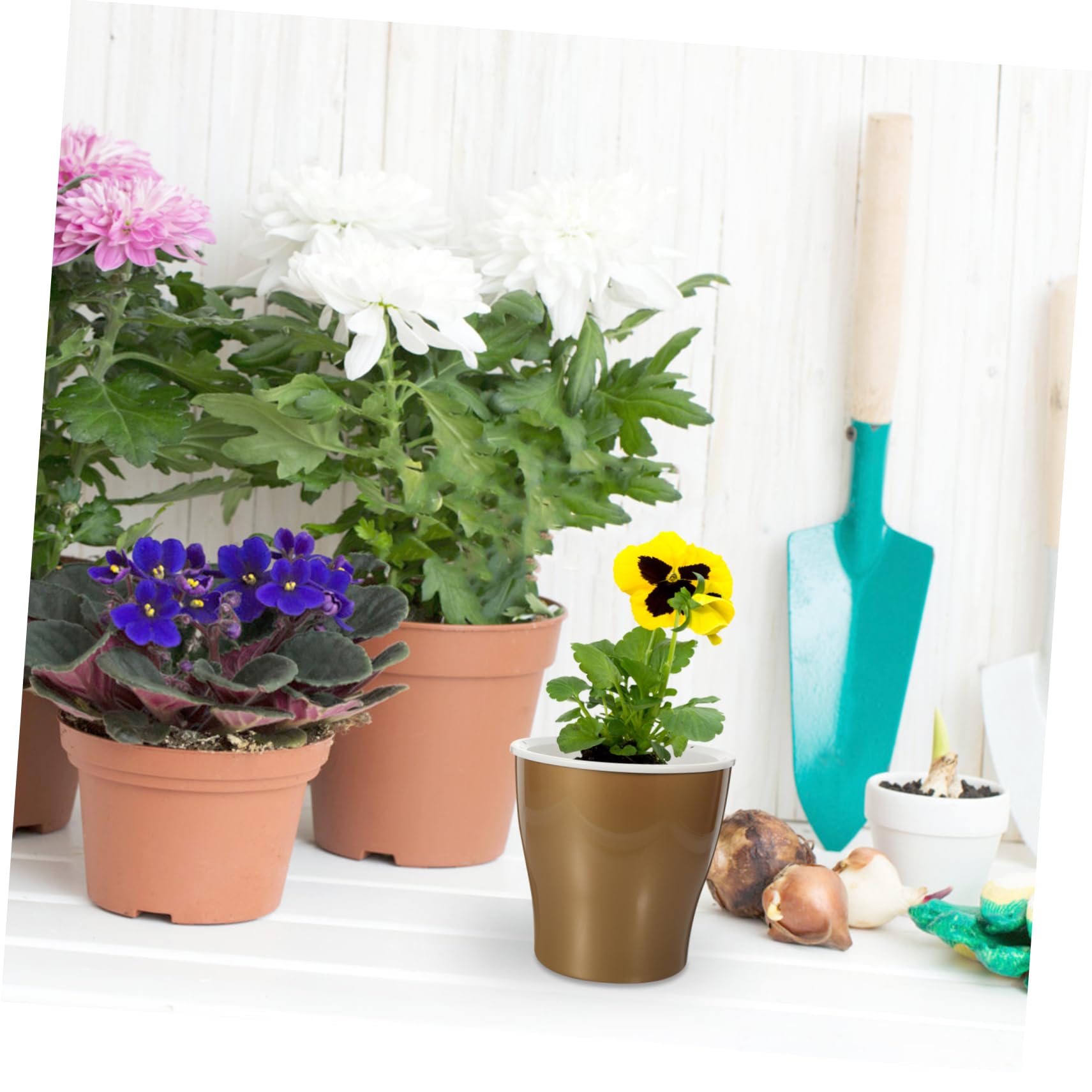 2pezzi Vaso Autoirrigante Plastica Portavaso Creativo Per Piante Con Di Riserva Design Chic Per Giardinaggio Casa Argento