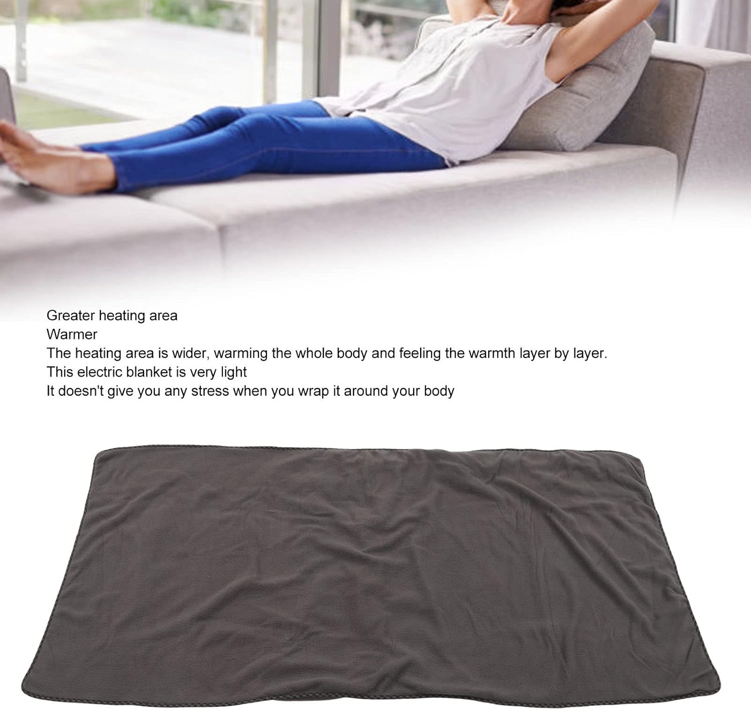 review SOGT Heated Blanket Throw, Keep Warm Electric Heated Blanket Widened Comfortable Quick Heating for The Home (Gray Green)