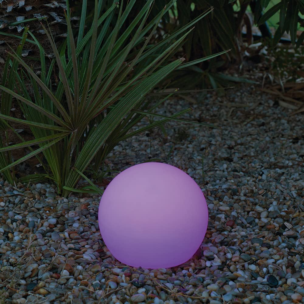 NewGarden Leuchtkugel 30 x 27 cm Außenleuchte Solarbetrieben Weiß Plastik