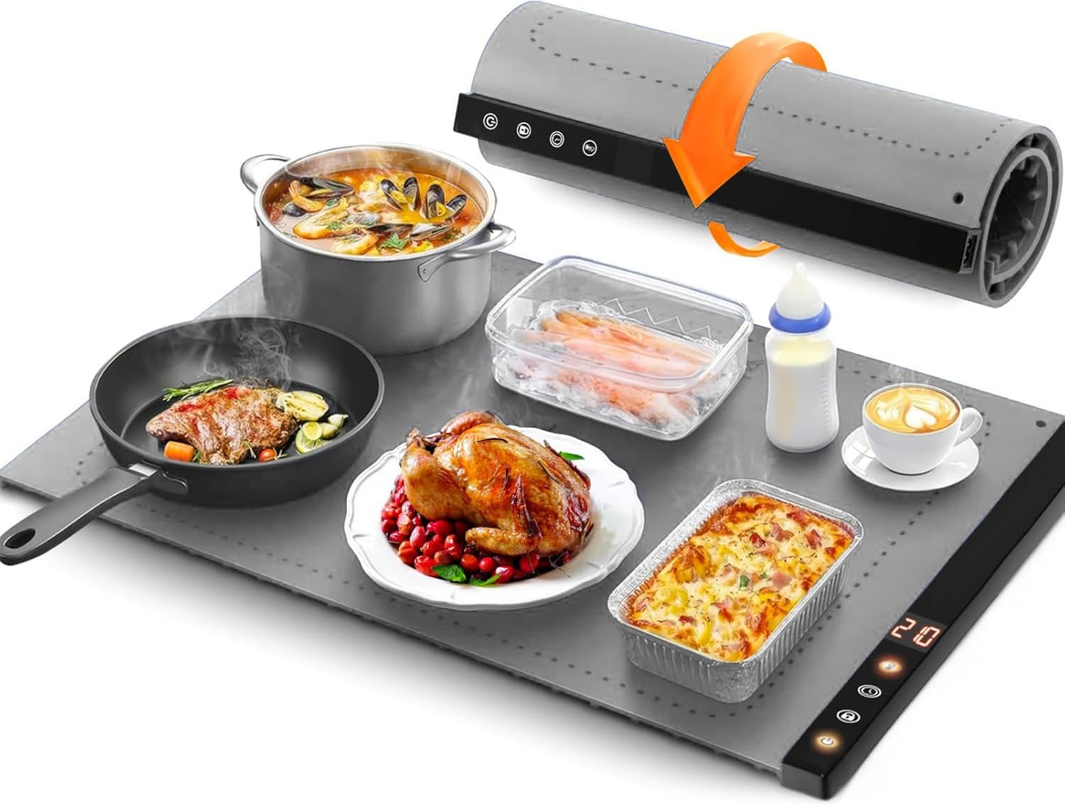Warming Mat for Food - Electric Buffet Warmer (Deep Gray)