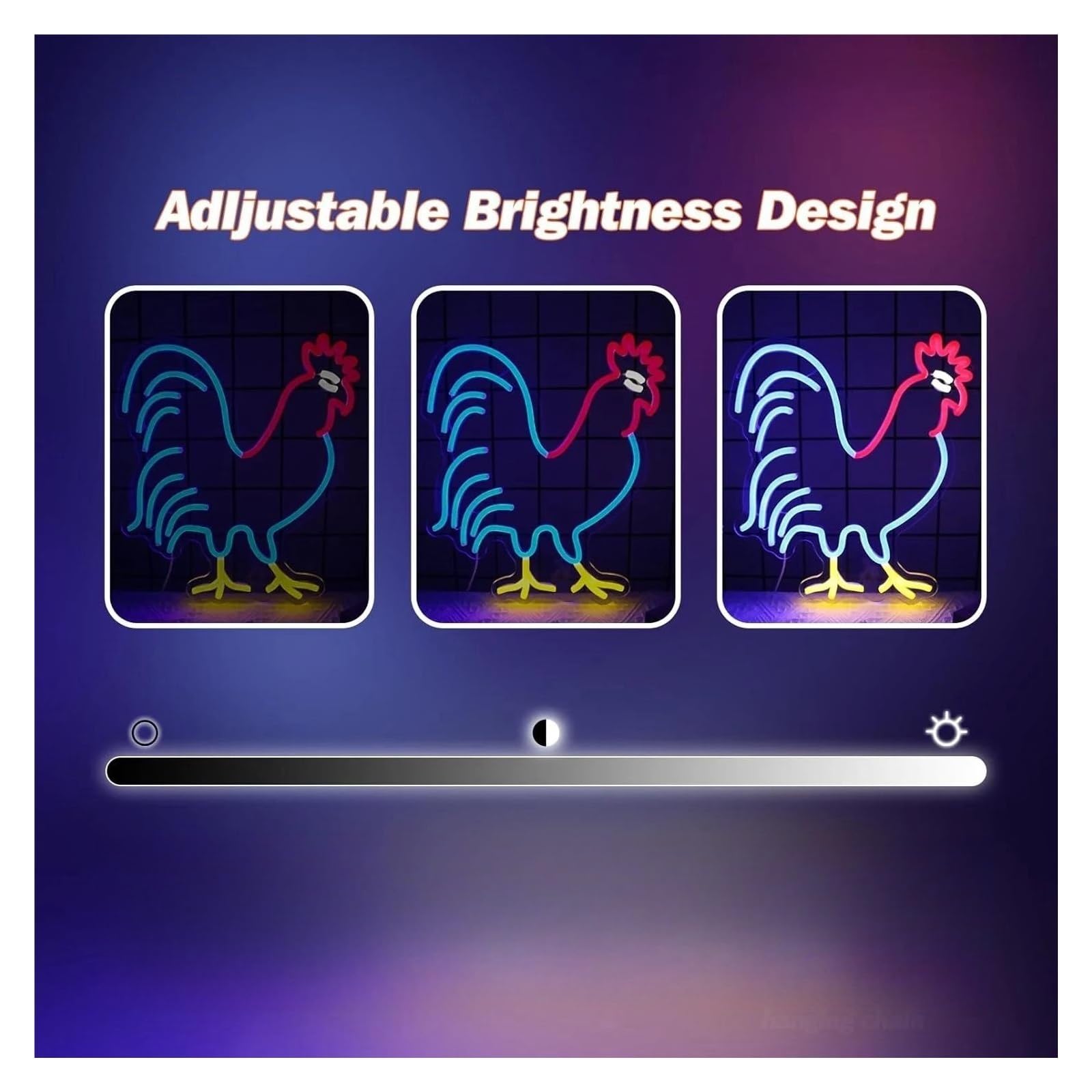 lampe au néon Lampe LED à intensité variable en forme de coq pour enseigne au néon pour mur salle fête magasin club bar