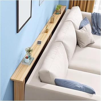Sofa Back Shelves, Set of 2, Slender Sofa Table Behind Sofa Light Walnut Black Living Room Hallway Slim Entryway Desk with Storage 2pcs Walnut,W 145cm/57in