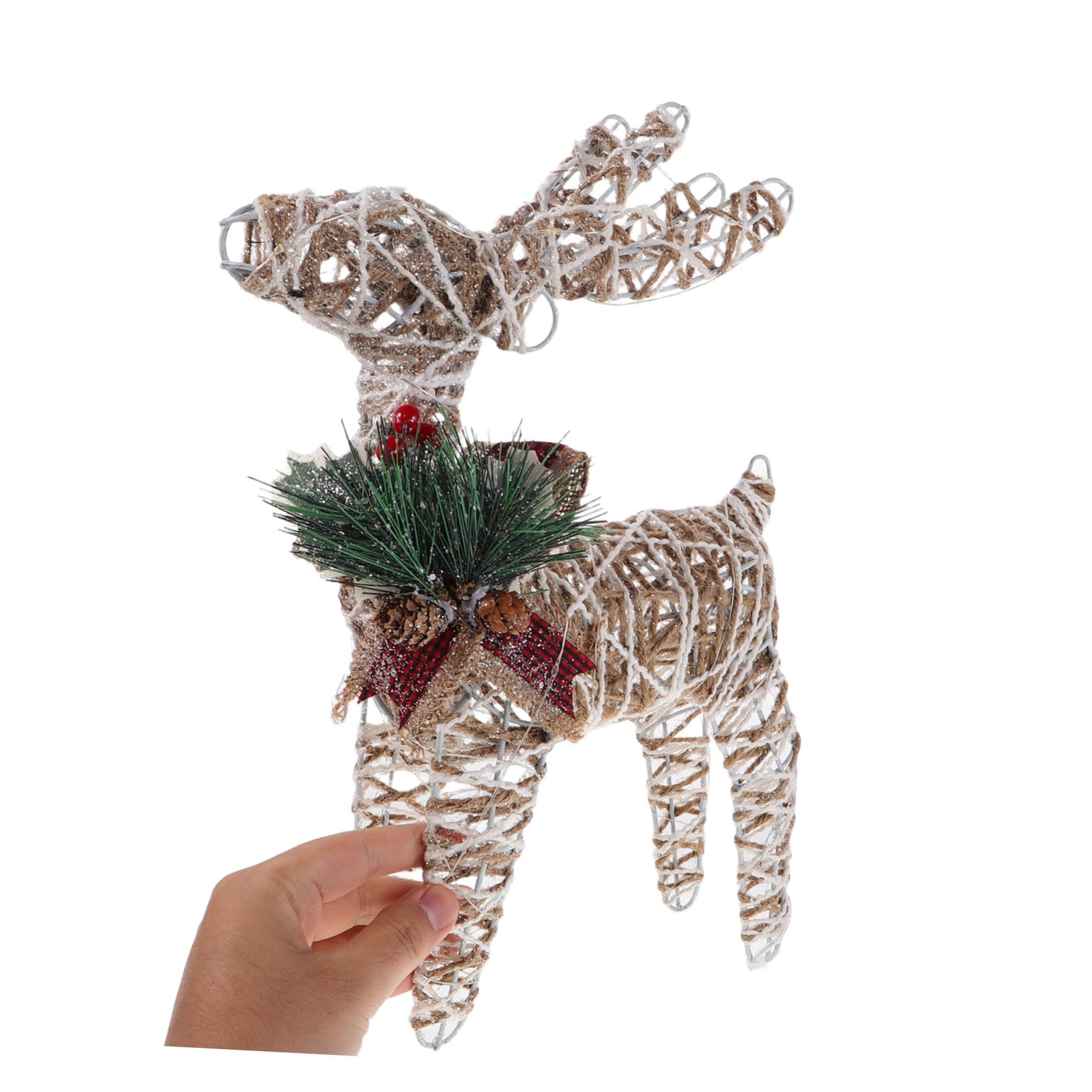 OUNONA Statuette di Cervi Natalizi in Ferro Decorazione Forma di Renna Luci LED Calde Centrotavola per Interni Esterni Design per Esposizioni Festive