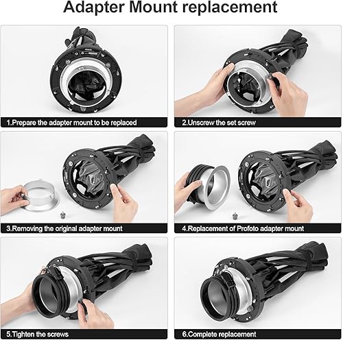 Miniatura 3 de FOMITO Anillo adaptador de luz de 5.31 pulgadas  5.315 in para Profoto Flash Monolight LED