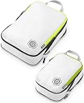 Cubes d'emballage pour compression Travel - Bagage et sac à dos Organisateur Packaging Cubes pour vêtements par TRIPPED Travel Gear, Blanc et vert - 2 Pièce, 2 Pièce