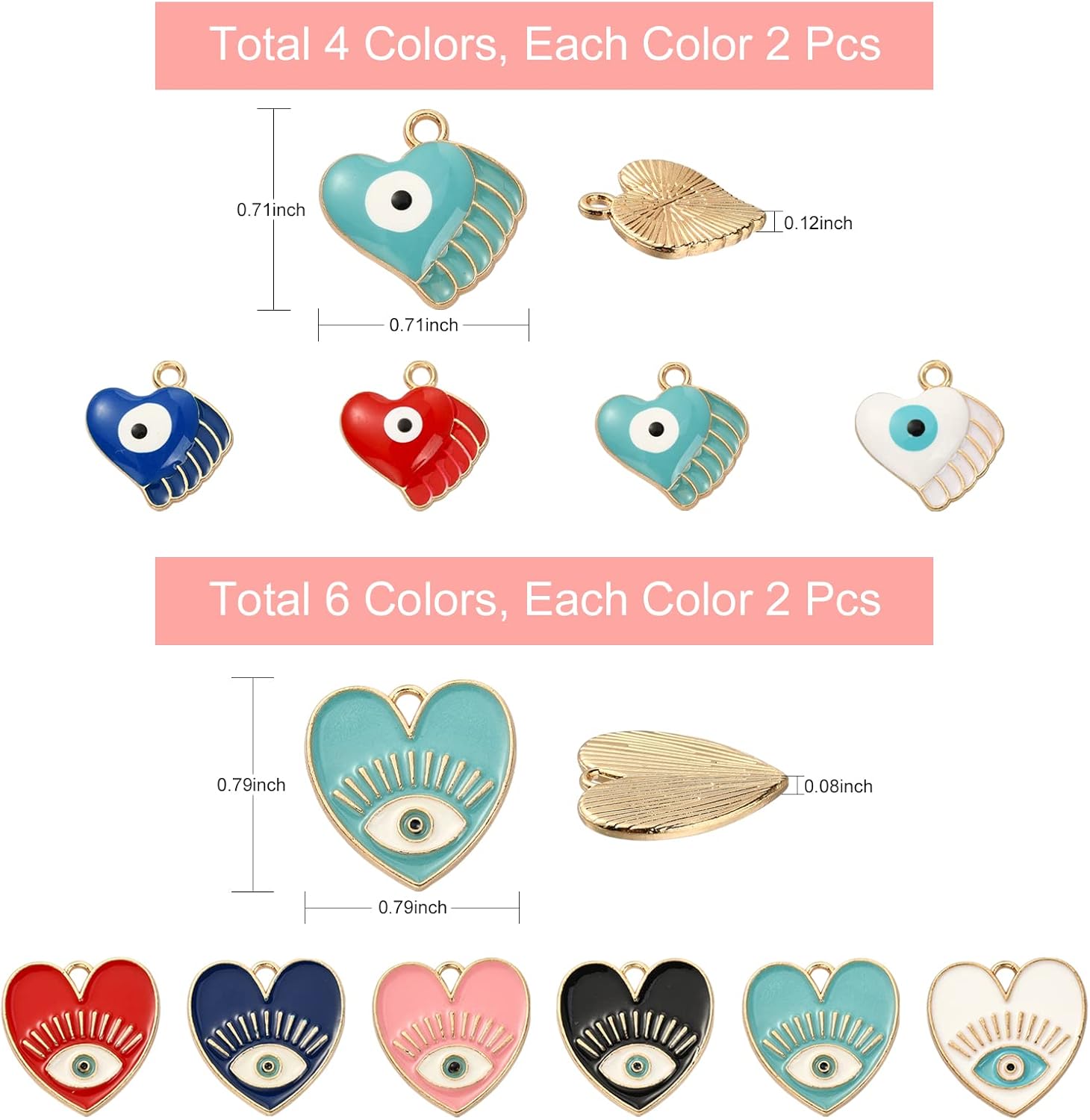 20 Pieces Heart Evil Eye Charm Pendant Alloy Enamel Eye Charm Mixed Color for Jewelry Necklace Bracelet Earring Making Crafts - Image 2