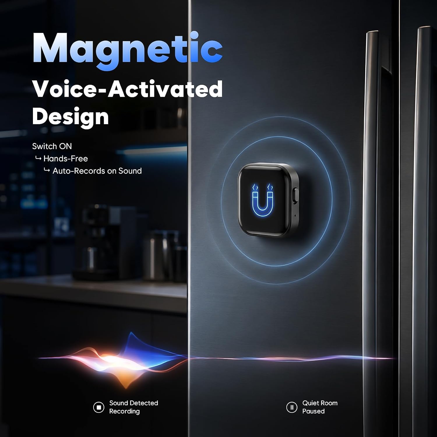 64GB(9800H) Magnetic Voice Recorder, Voice Activated & AI Noise Reduction
