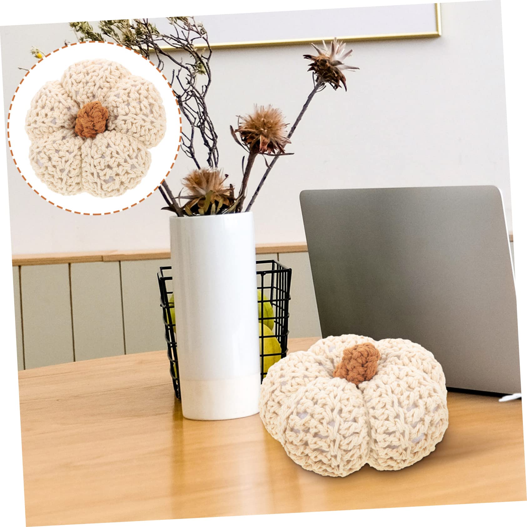 2pezzi Decorazione Cotone Intrecciato Forma di Zucca per Camera da Letto Accessorio da Tavolo per Festa del Ringraziamento e Decorazioni Autunnali Ottima Idea