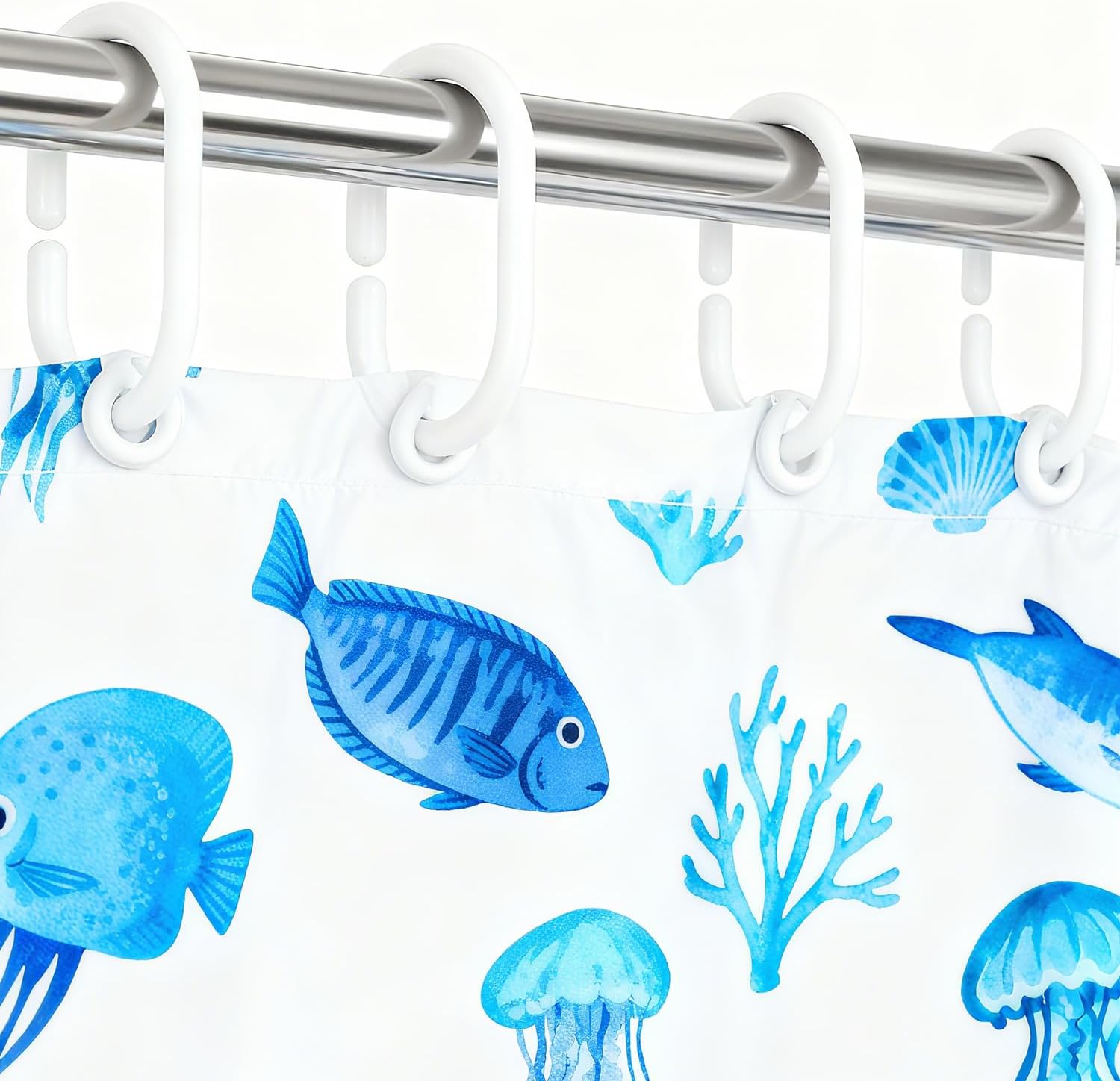 12 Pcs Plastic Shower Curtain Rings, Shower Curtain Hooks, C Shaped Shower Hooks for Shower Curtain, White Shower Curtain Hooks for Bathroom