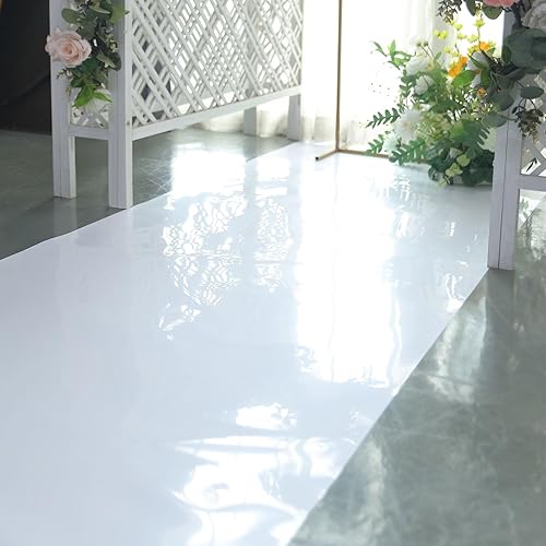 Efavormart - Camino de pasillo de boda con espejo blanco brillante de 3 x 65 pies, alfombra roja no tejida, para graduación, Hollywood, fiestas