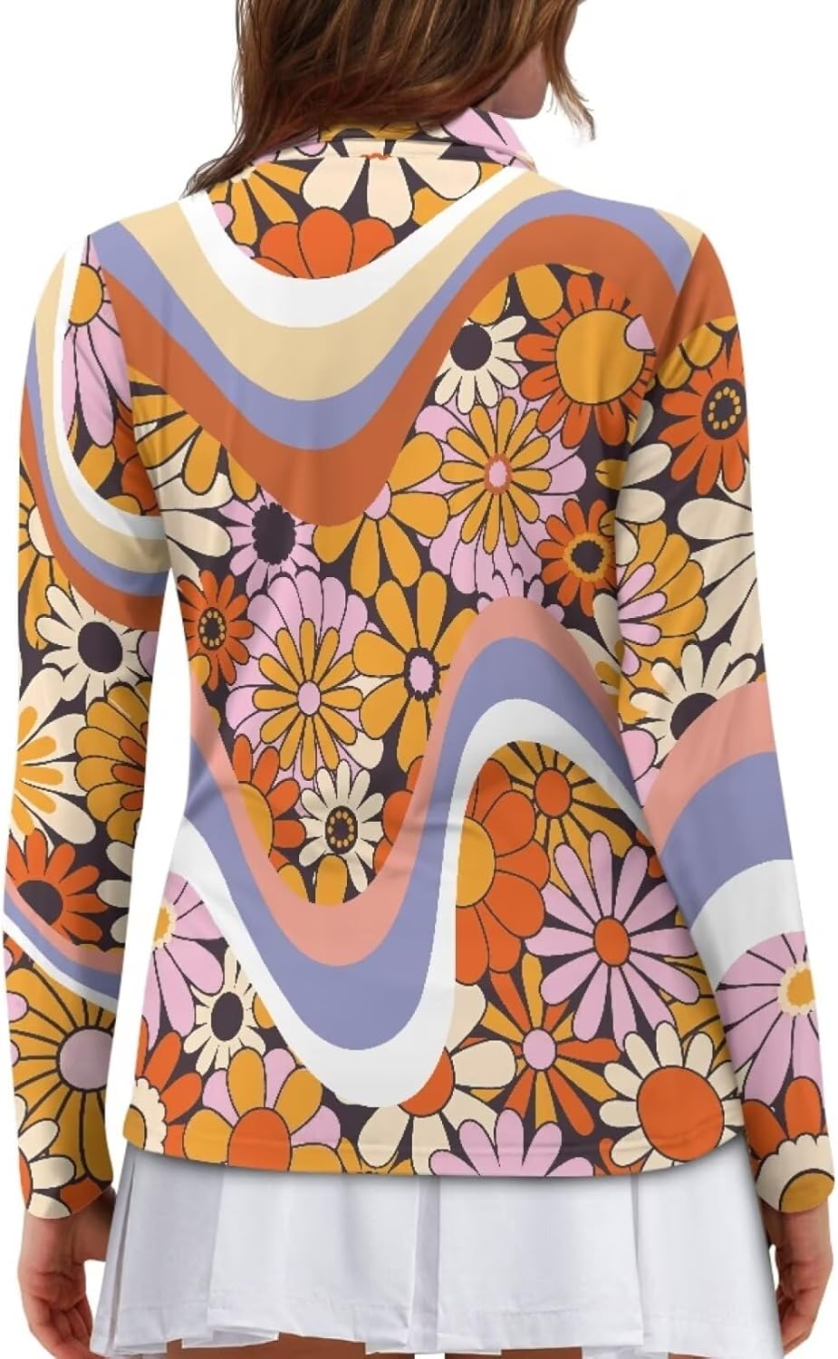 POLERO Women's Long Sleeve Golf Shirts Printed Long Sleeve Zip Up Shirt Athletic Casual Golf Tops - Image 3