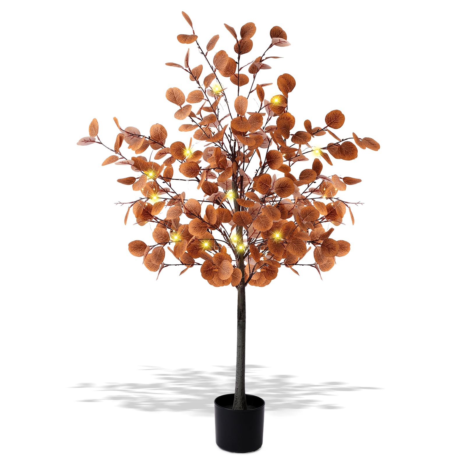 CraftyDream 4ft Lighted Fall Eucalyptus Tree