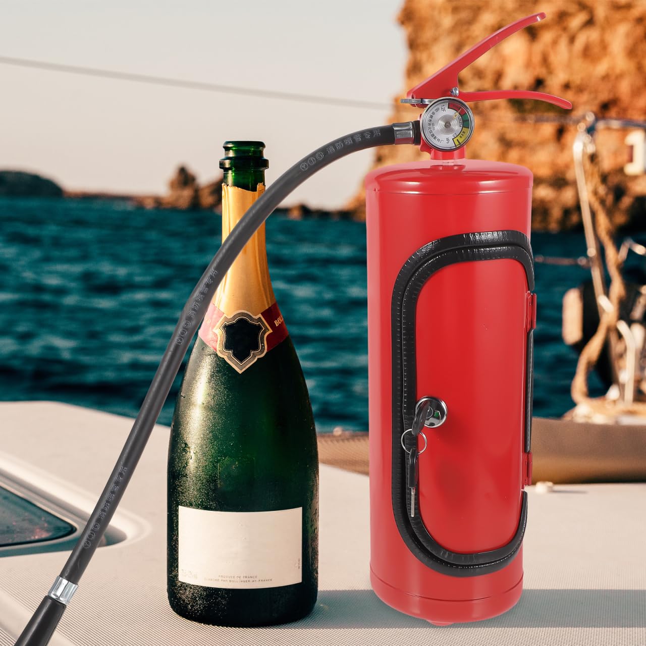 ABOOFAN Feuerlöscher Weinhalter Metall Whiskybar Weinkarton Geschenk für Feuerwehrleute Reise Dekoration Aufbewahrung