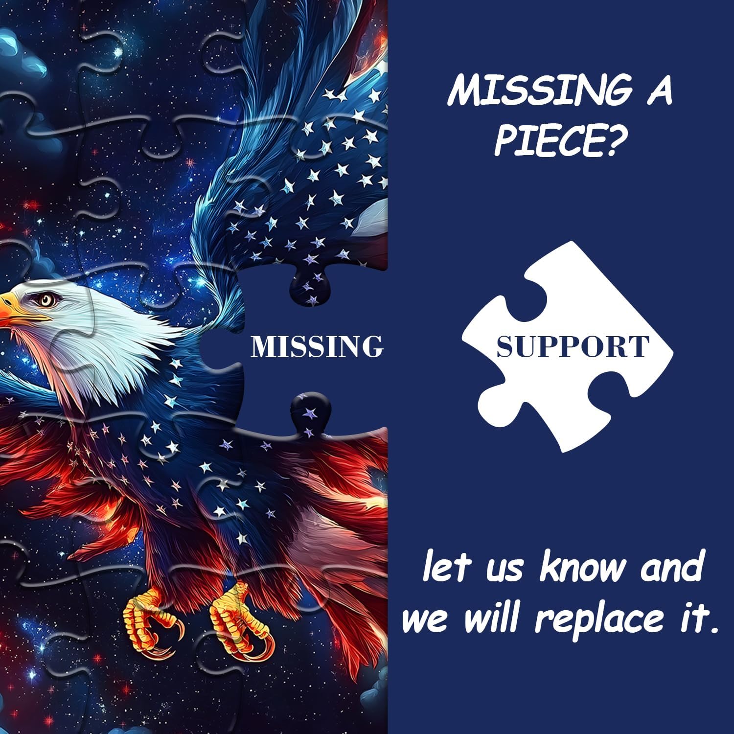 American Flag Eagle Puzzles for Adults 1000 Pieces, USA Patriotic Faith Country Jigsaw Puzzle, United States Bird Puzzles Bald Eagle