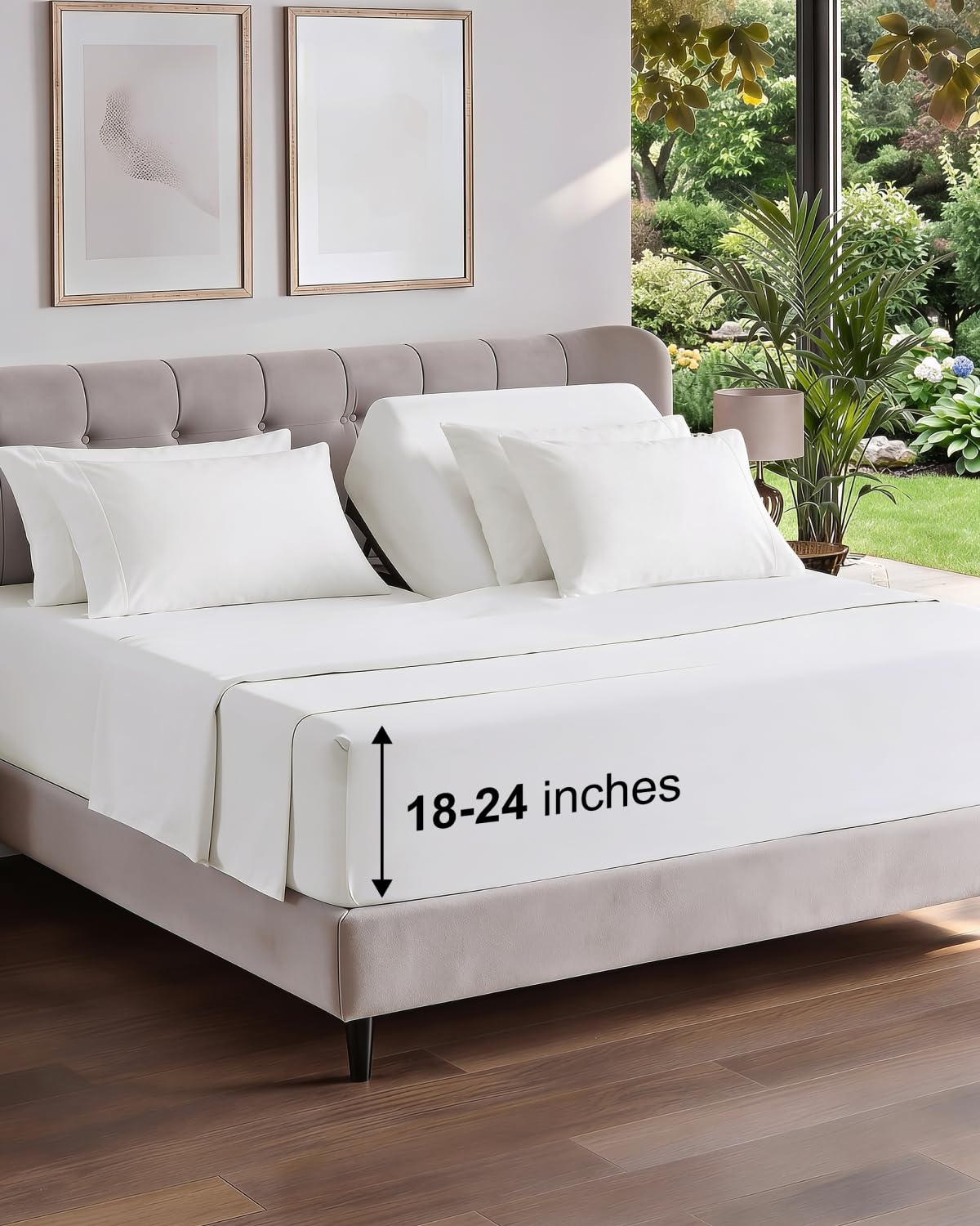 CGK Extra Deep Flex Top Split Head King 6pc Sheet Set - Antique White